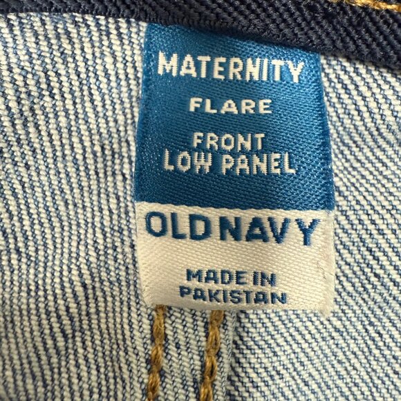 Old Navy Maternity Soze 10 Blue Flare Jeans Low Front Panel Denim Stretch - Picture 3 of 11
